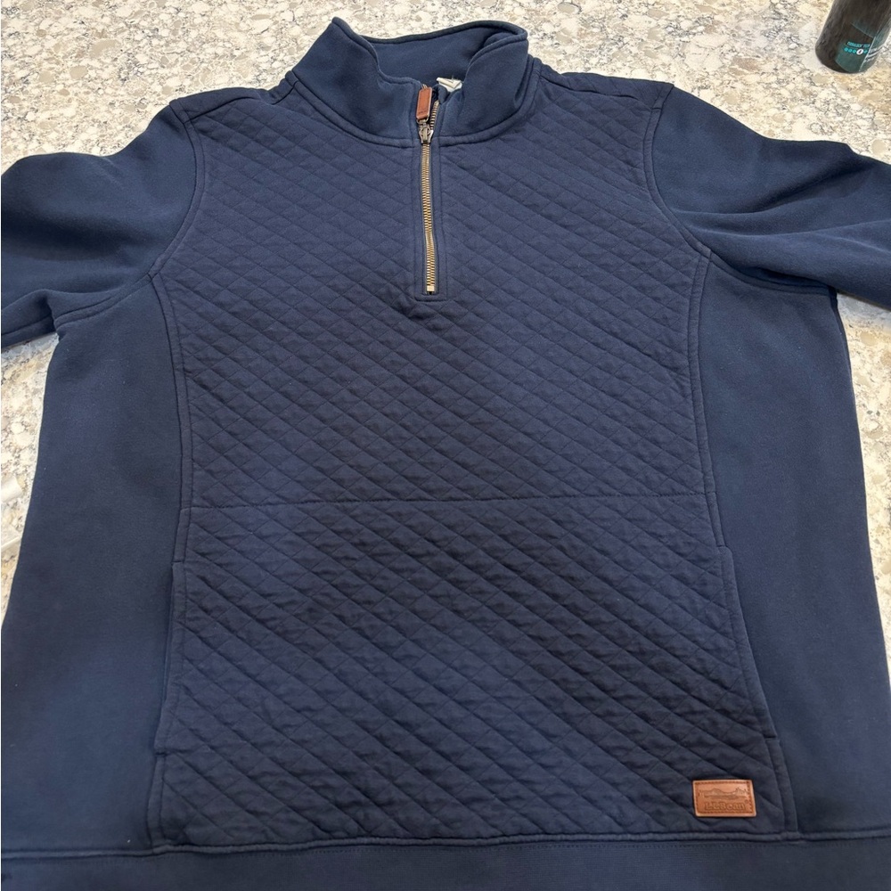 Womens Navy Quilted Half-Zip Sweater